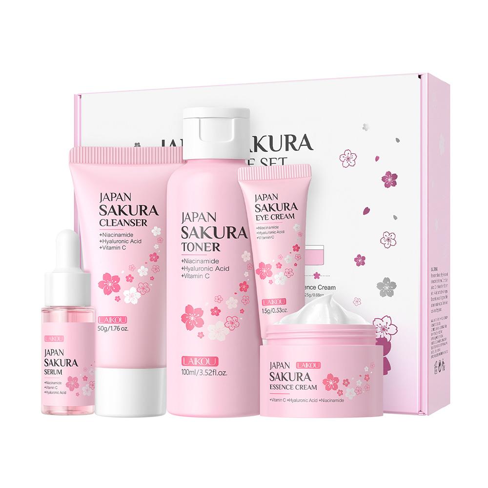LAIKOU Sakura Kit 5 pezzi per  - Essence Serum Toner recensione e prezzo